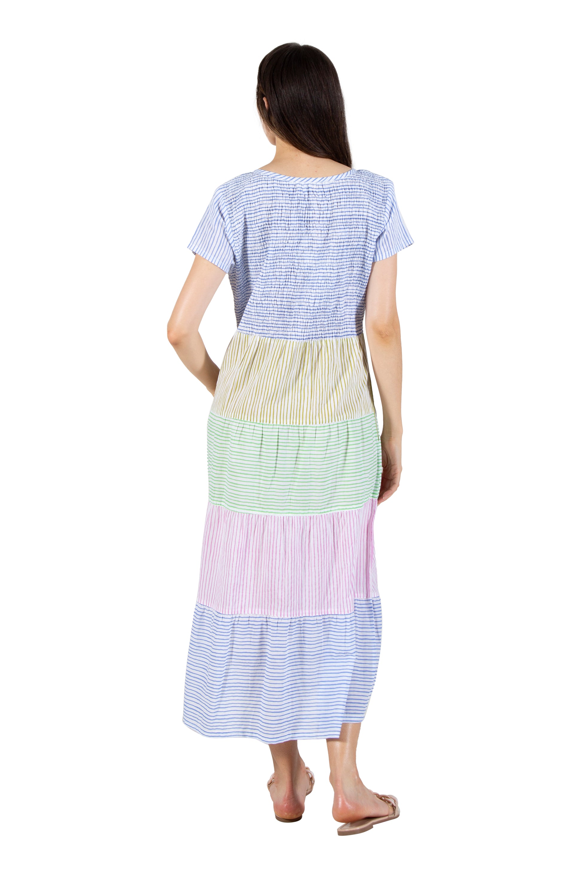 La Cera Cap Sleeve Smock Tier Dress - La Cera