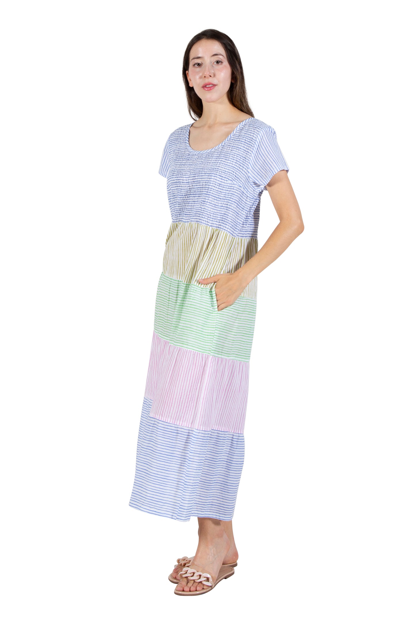 La Cera Cap Sleeve Smock Tier Dress - La Cera