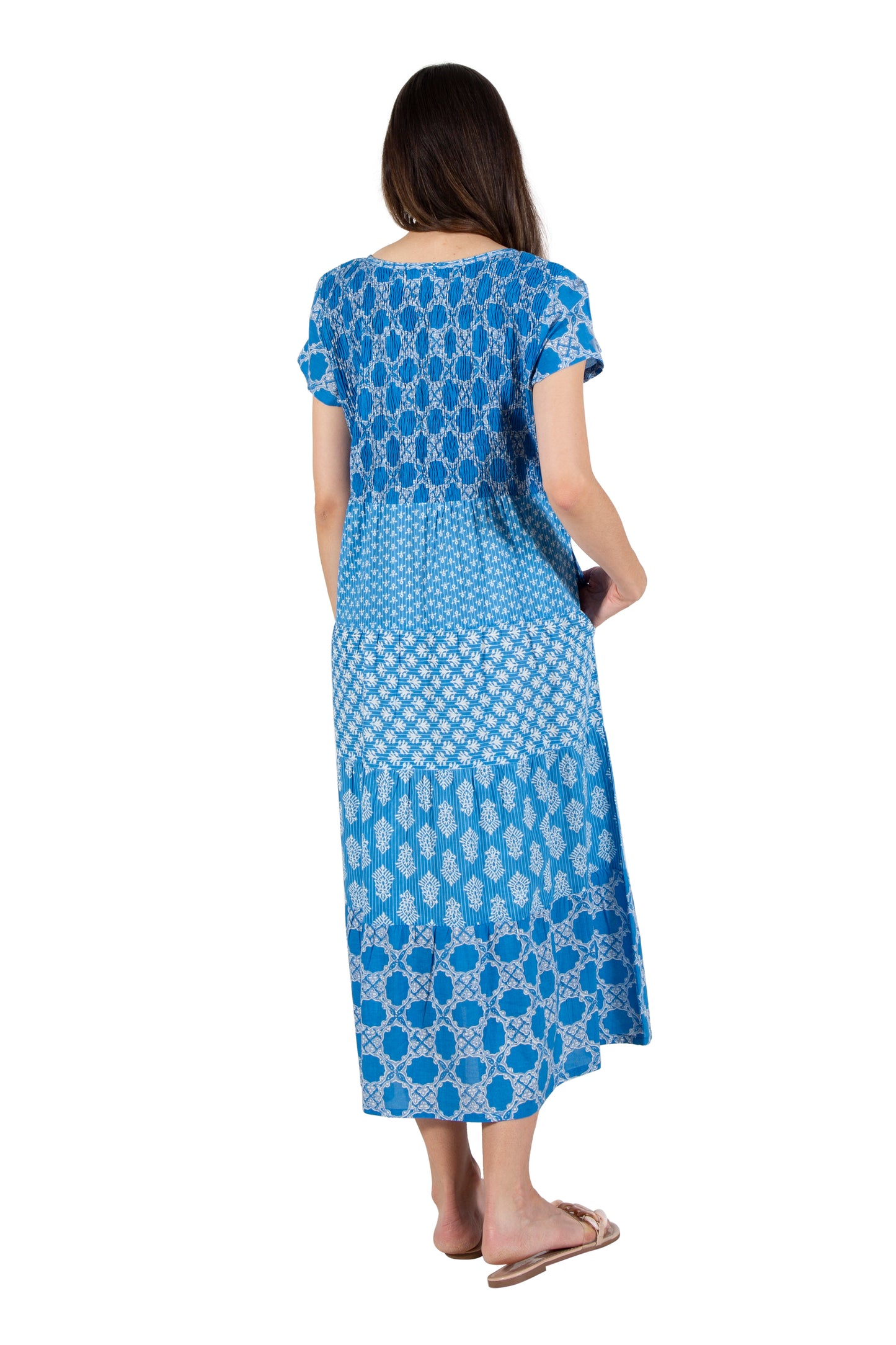 La Cera Cap Sleeve Smock Tier Dress - La Cera