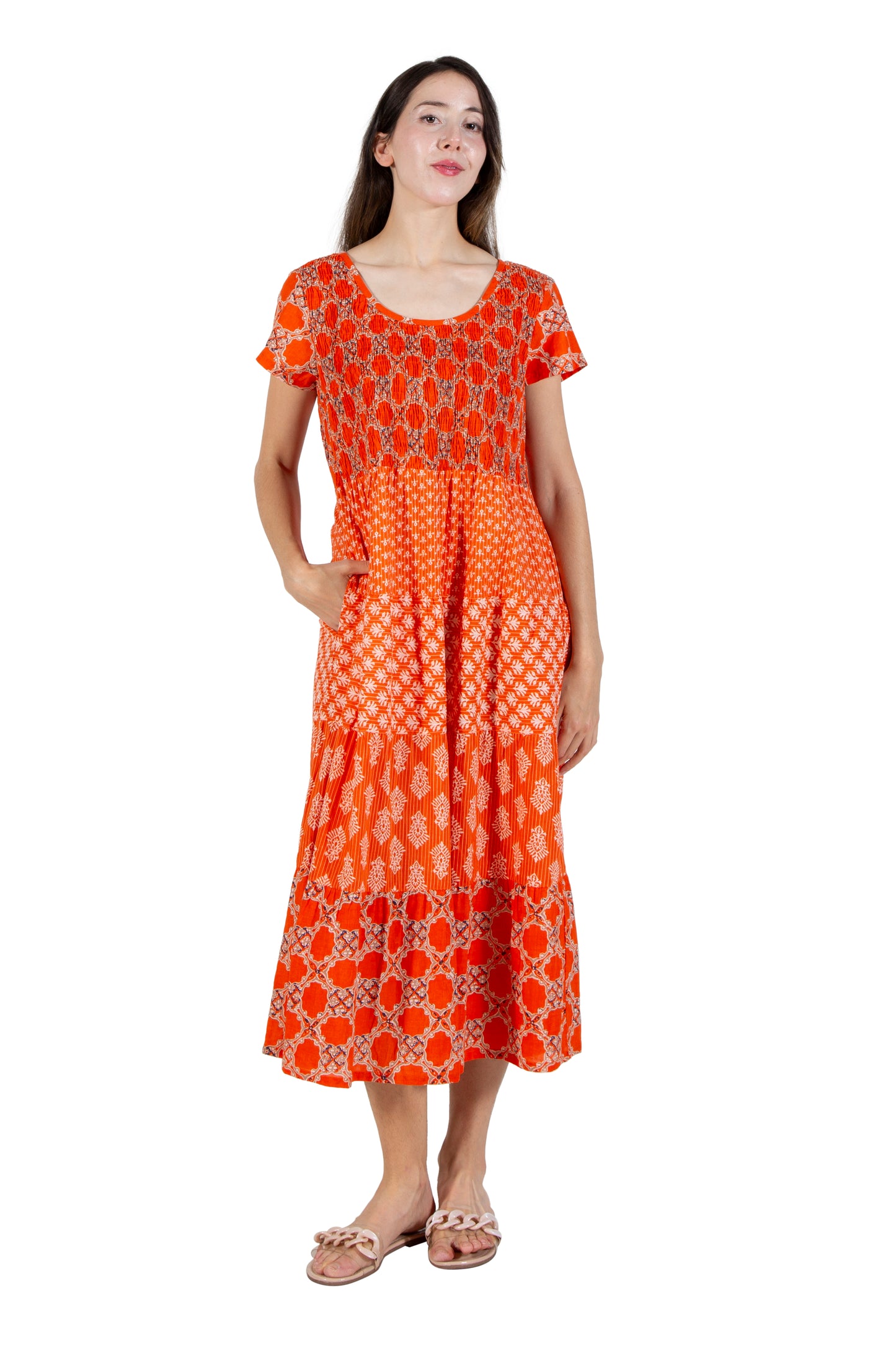 La Cera Cap Sleeve Smock Tier Dress - La Cera