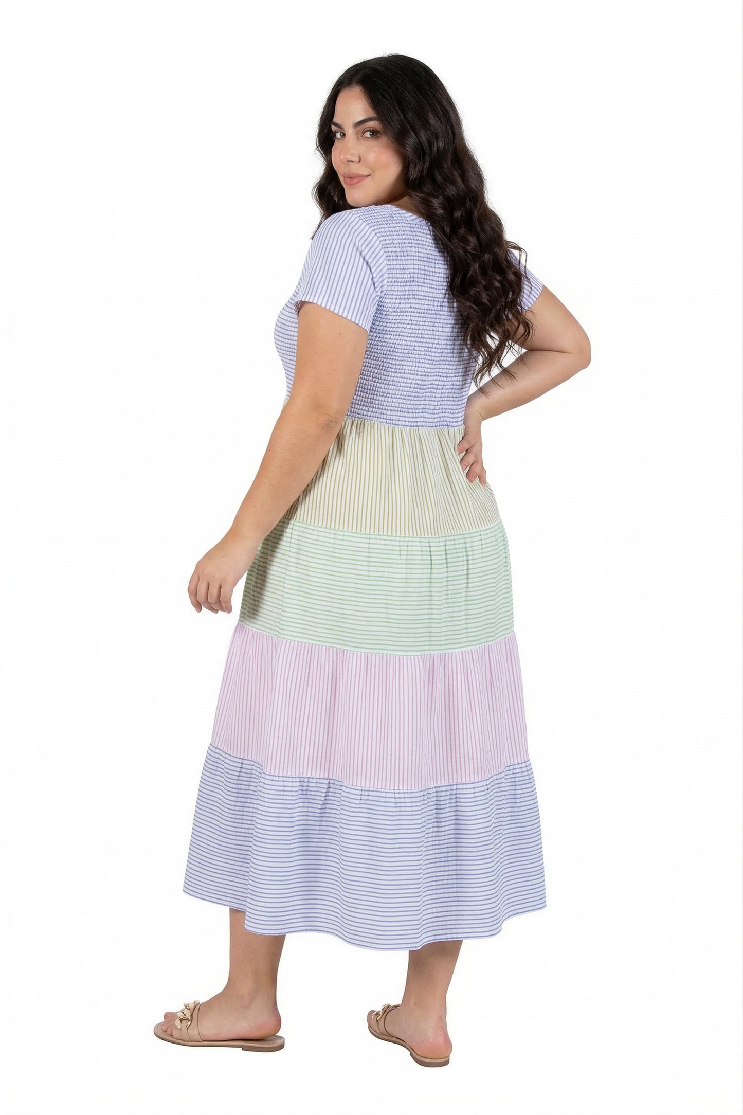 La Cera Cap Sleeve Smock Tier Dress - La Cera