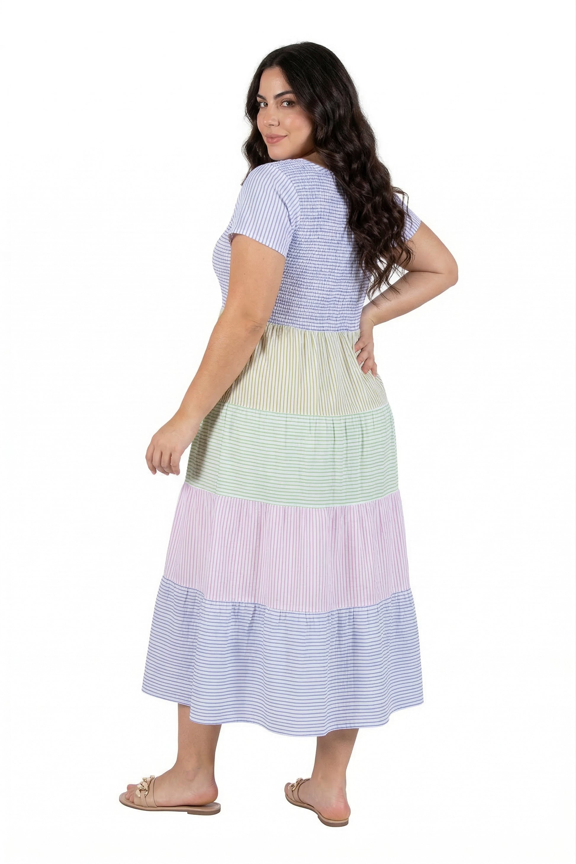 La Cera Cap Sleeve Smock Tier Dress - La Cera