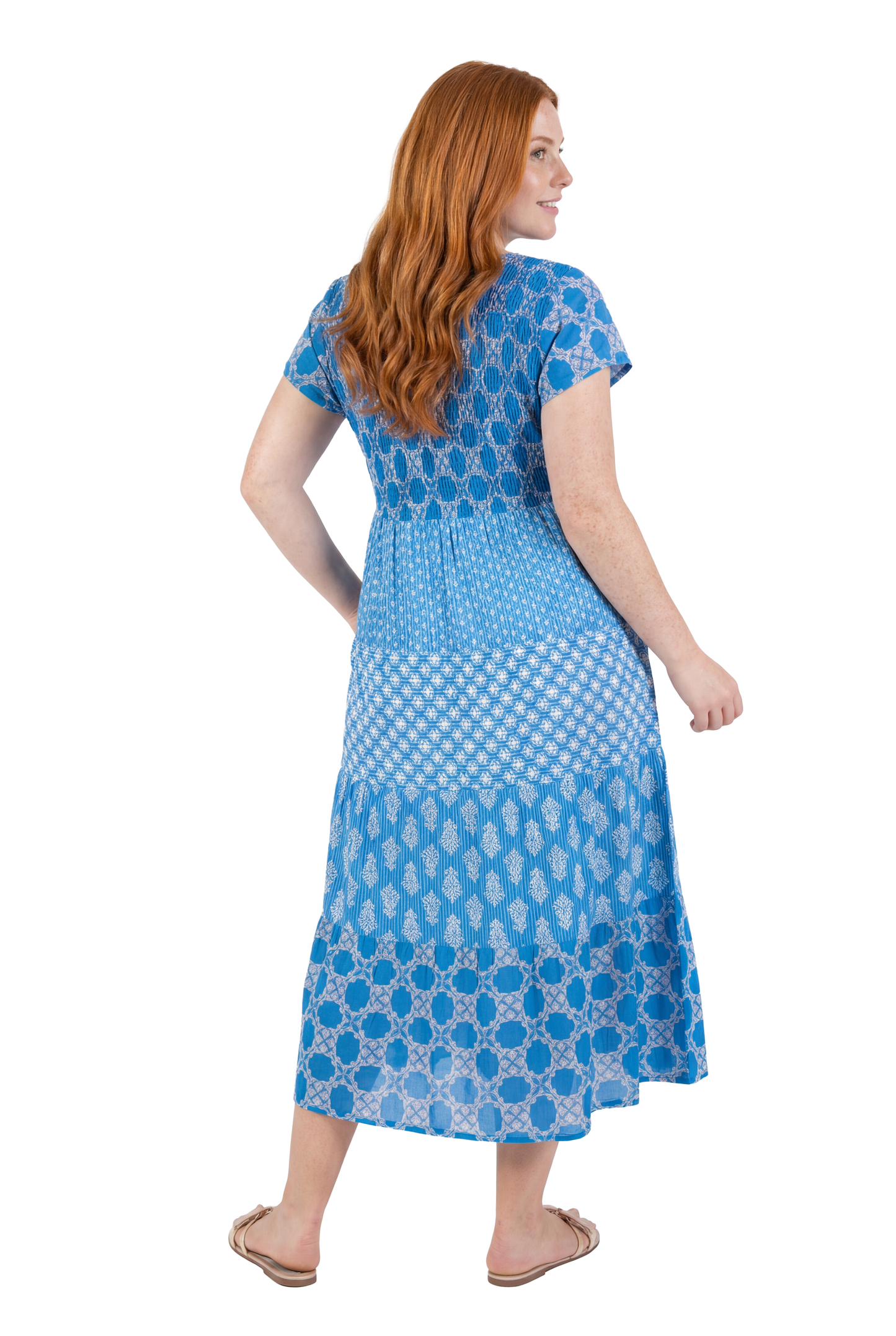 La Cera Cap Sleeve Smock Tier Dress - La Cera