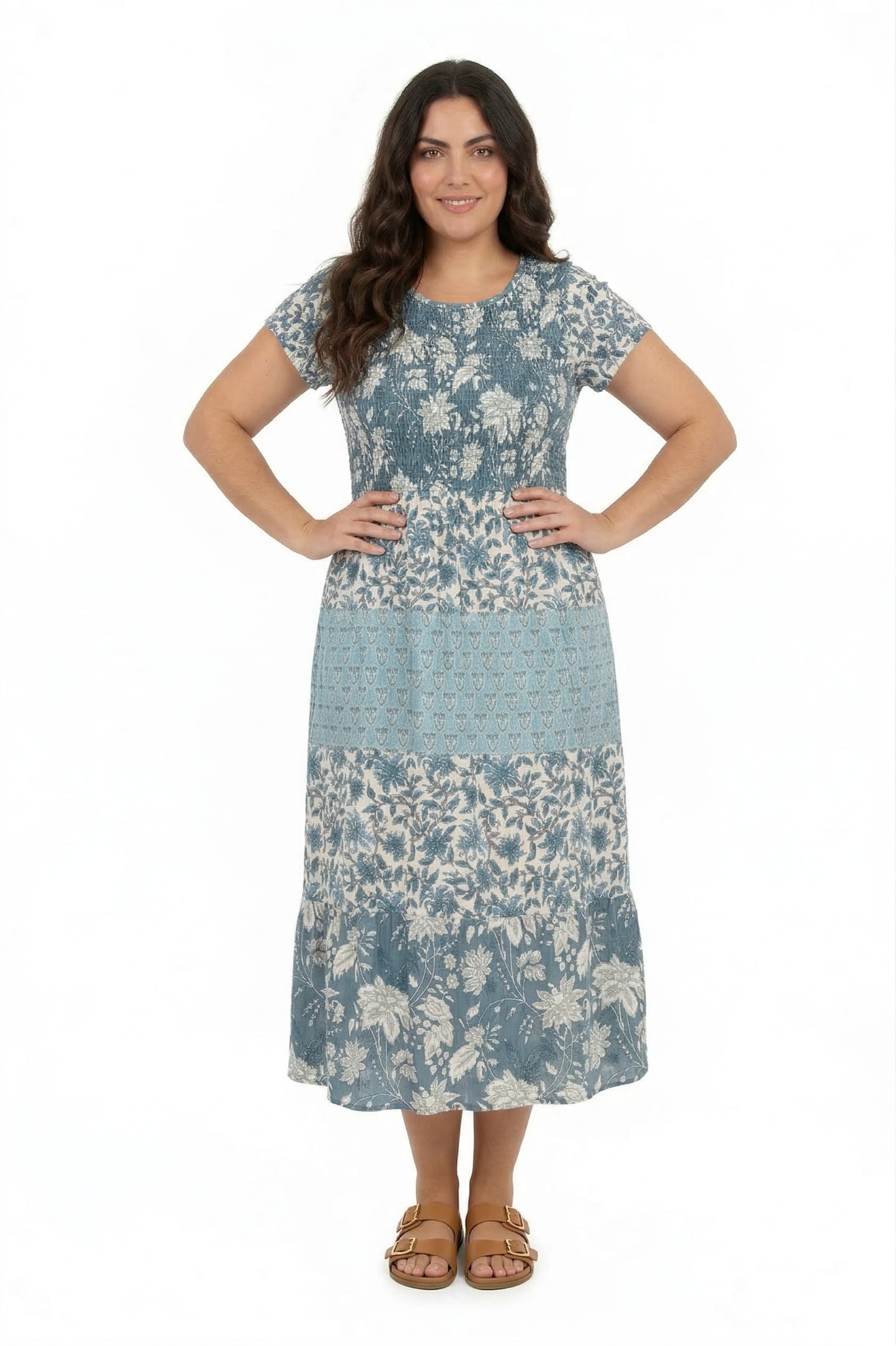 La Cera Cap Sleeve Smock Tier Dress - La Cera