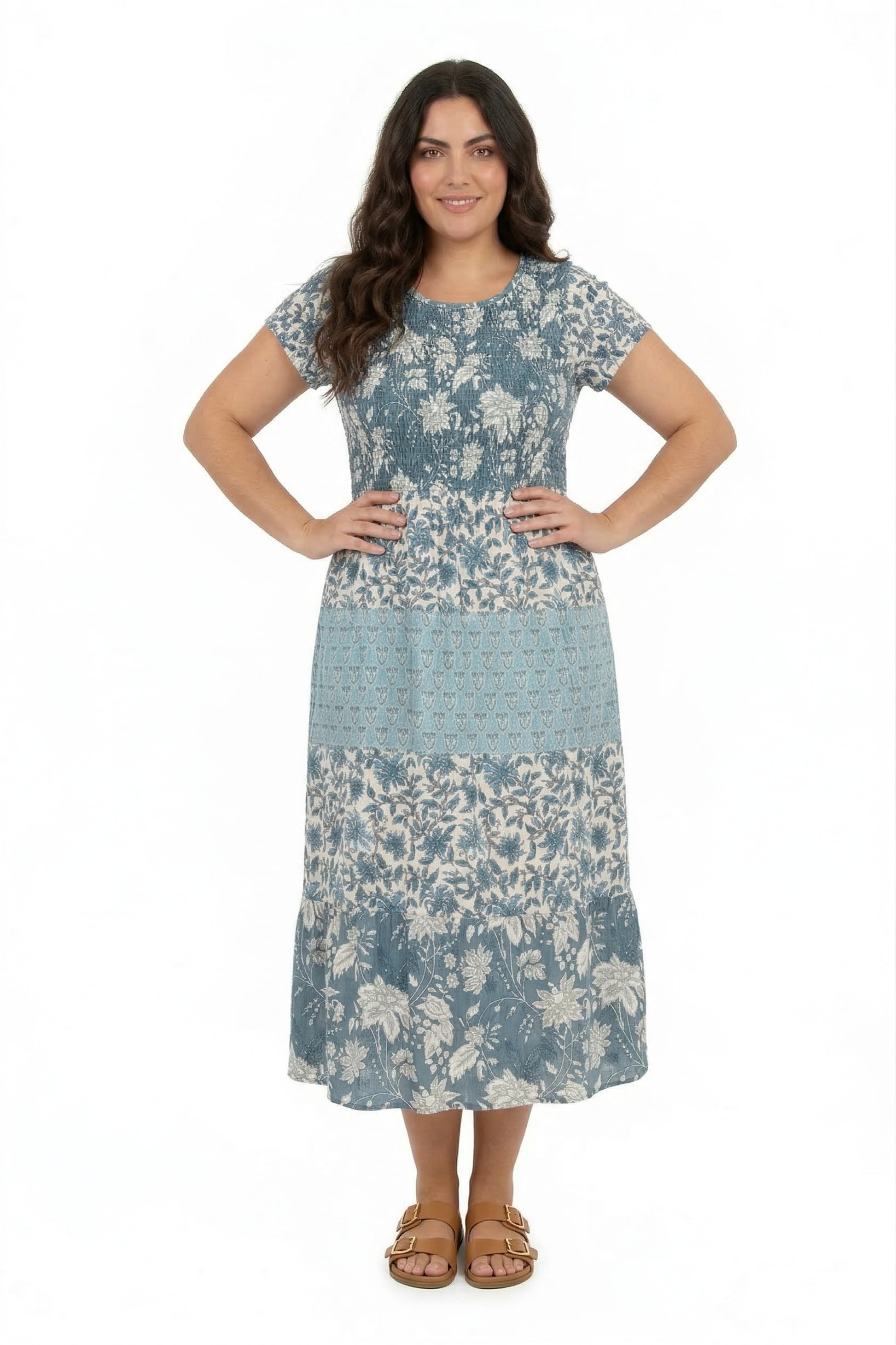 La Cera Cap Sleeve Smock Tier Dress - La Cera