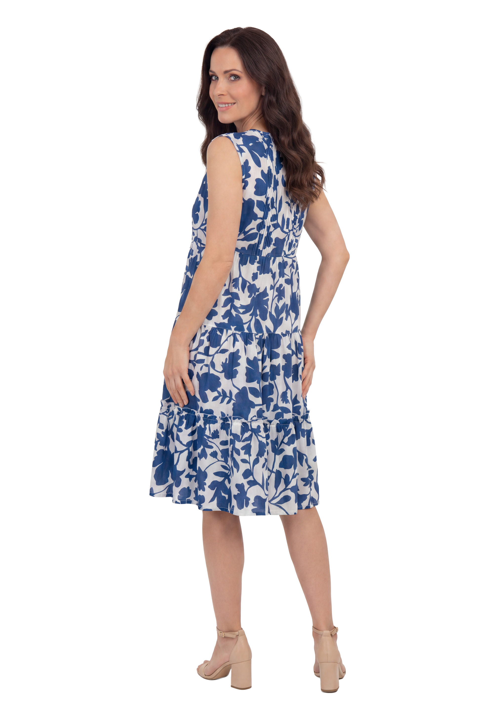 La Cera Floral Tiered Cap Sleeve Dress - La Cera