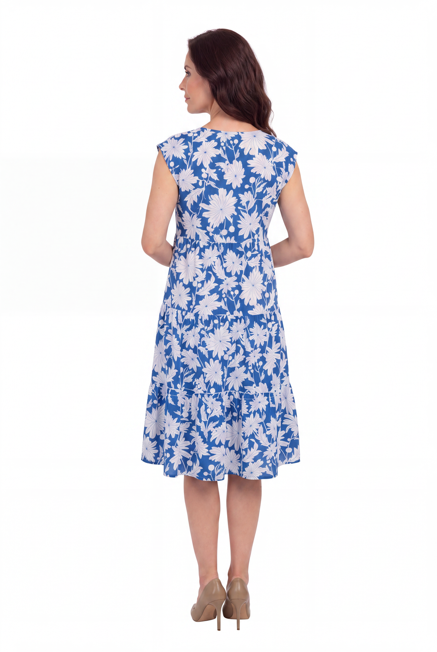 La Cera Floral Tiered Cap Sleeve Dress - La Cera