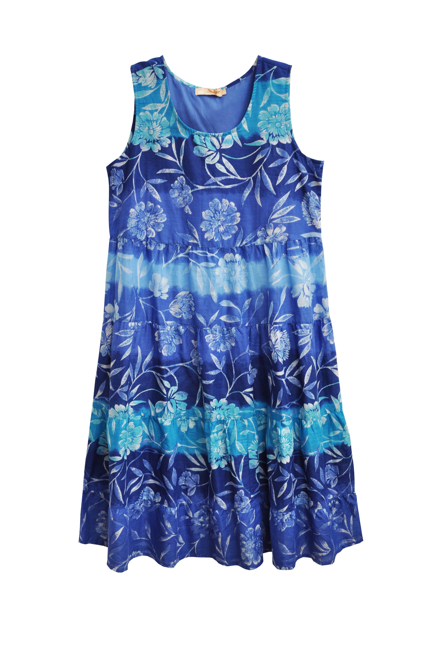 La Cera 100% Cotton Ombre Print Tier Dress