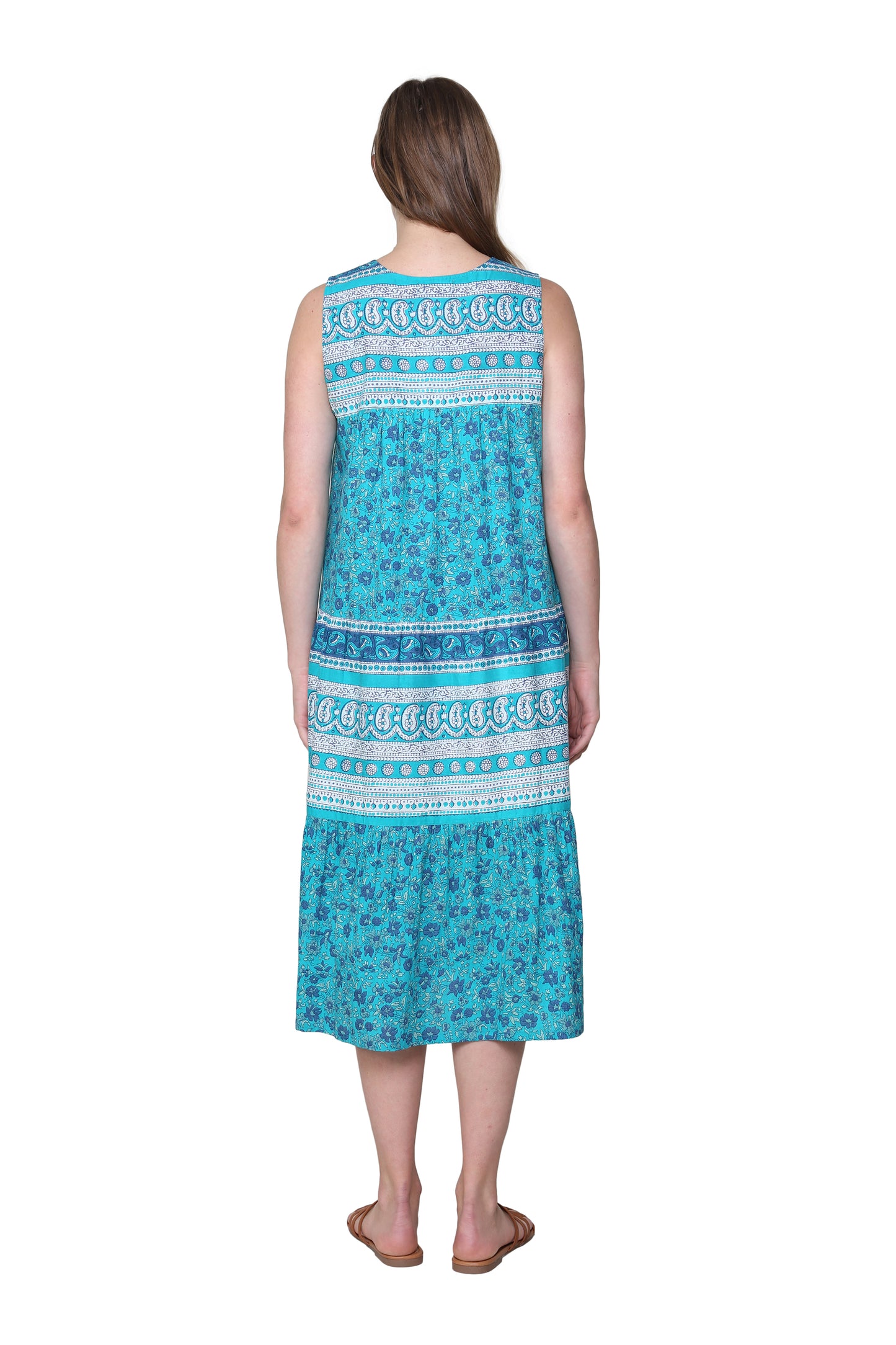 La Cera 100% Cotton Border Print Dress