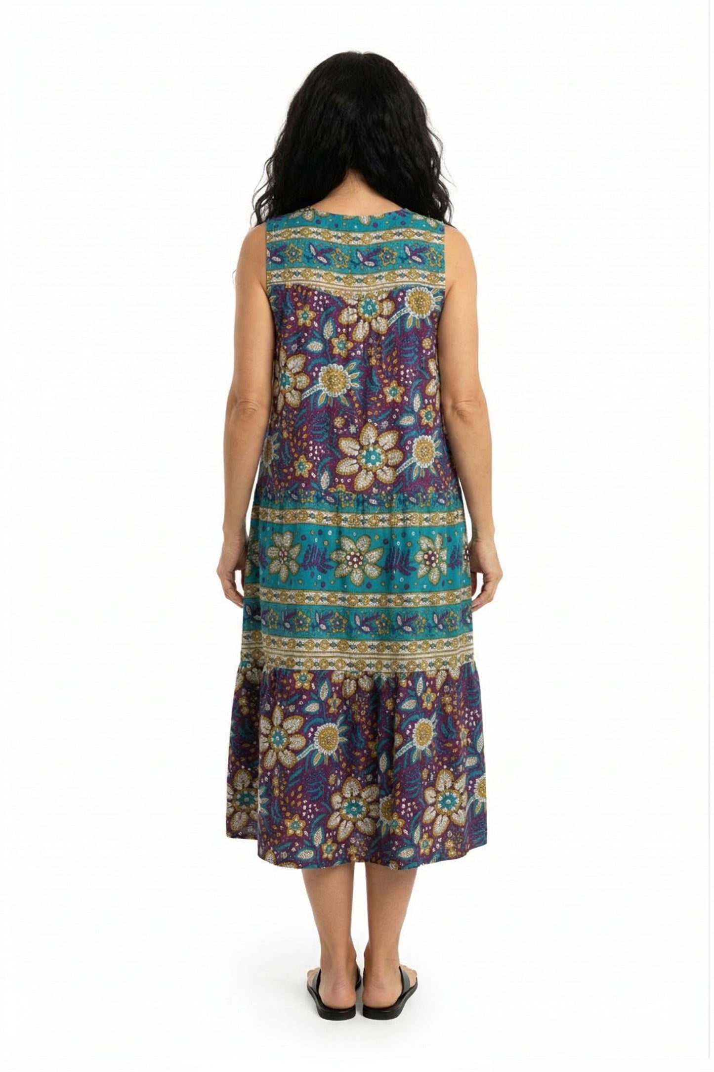 La Cera 100% Cotton Border Print Dress