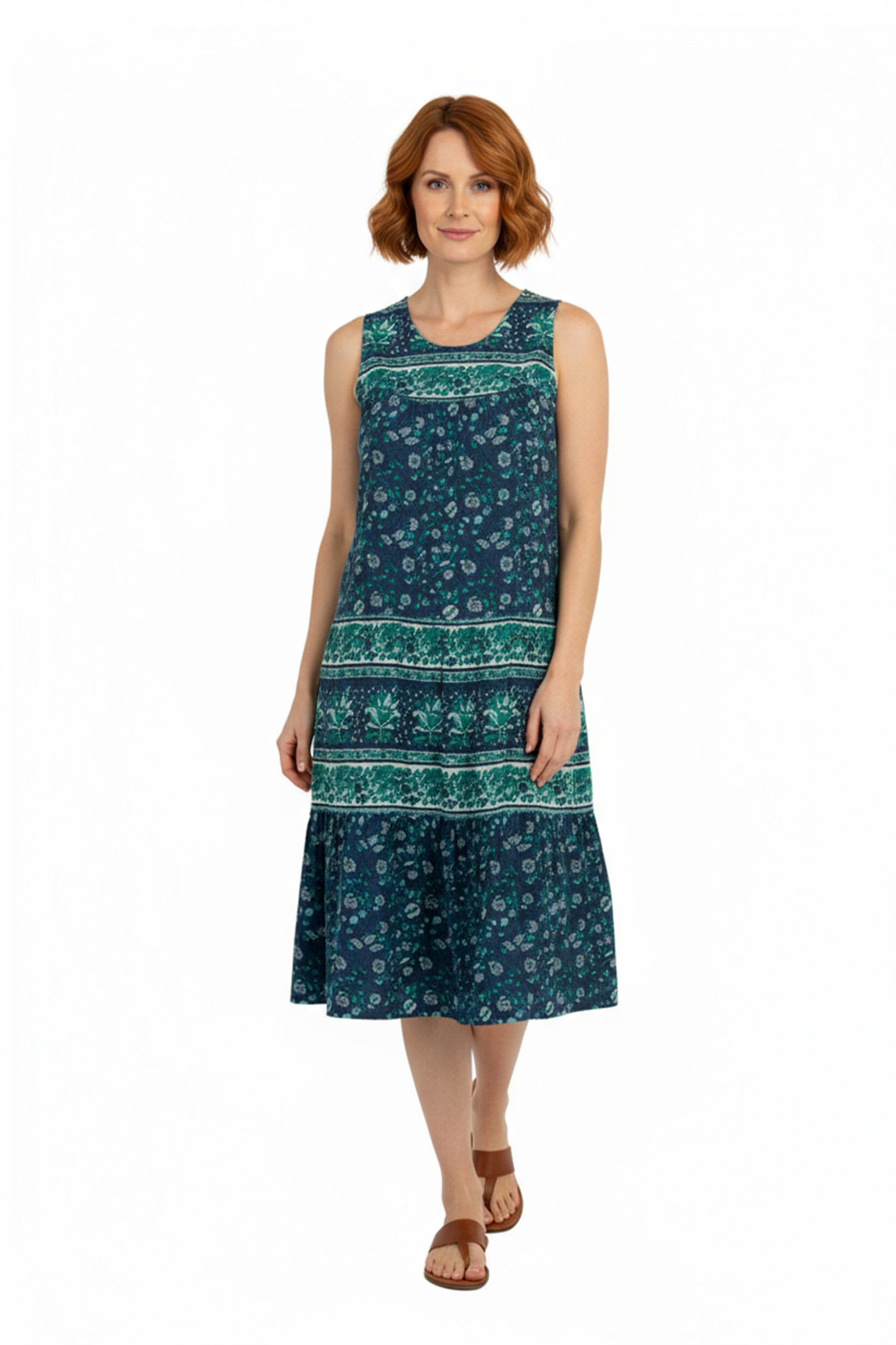 La Cera 100% Cotton Border Print Dress - La Cera