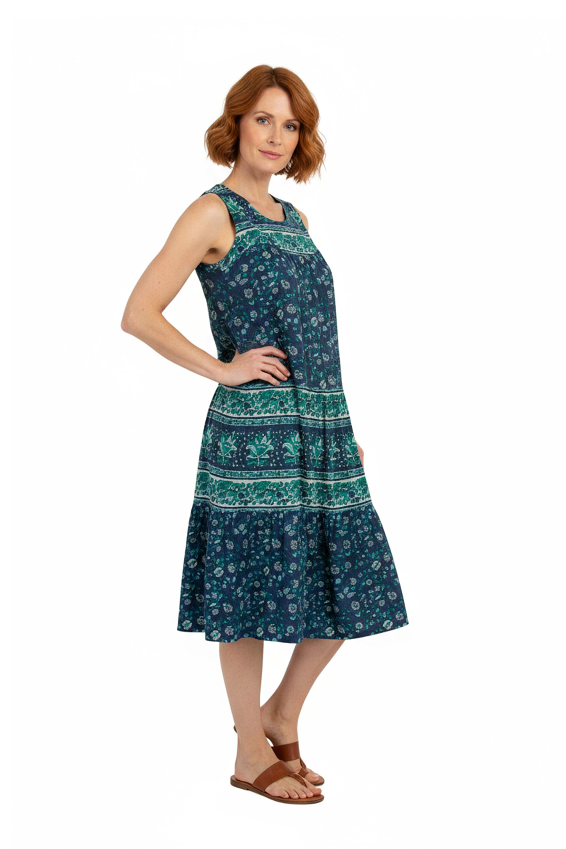 La Cera 100% Cotton Border Print Dress - La Cera
