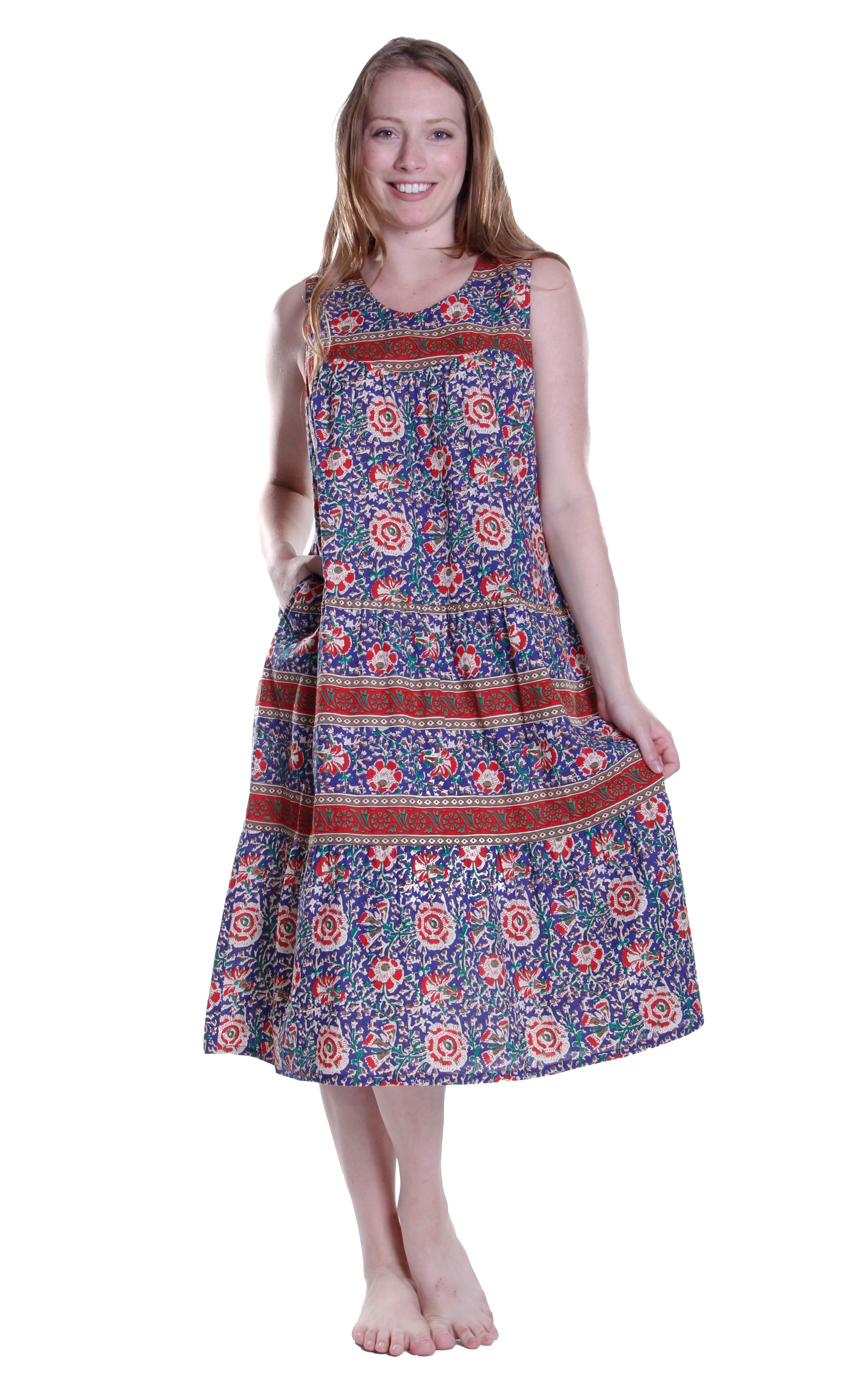 La Cera 100% Cotton Border Print Dress - La Cera