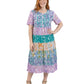 La Cera Plus Size Tiered Watercolor Floral Dress - La Cera