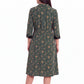 La Cera Long Sleeve Floral Button Notch Collar Short Dress