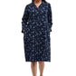 La Cera Long Sleeve Floral Button Notch Collar Short Dress