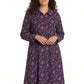 La Cera Long Sleeve Floral Button Tuck Front Dress - La Cera