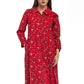 La Cera Long Sleeve Floral Button Tuck Front Dress - La Cera