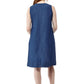 La Cera Sleeveless Embroidered Denim Dress - La Cera