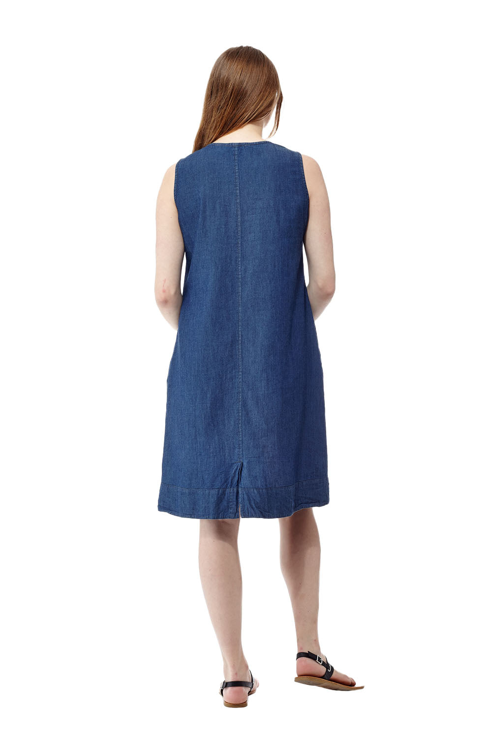 La Cera Sleeveless Embroidered Denim Dress - La Cera