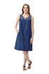 La Cera Sleeveless Embroidered Denim Dress - La Cera
