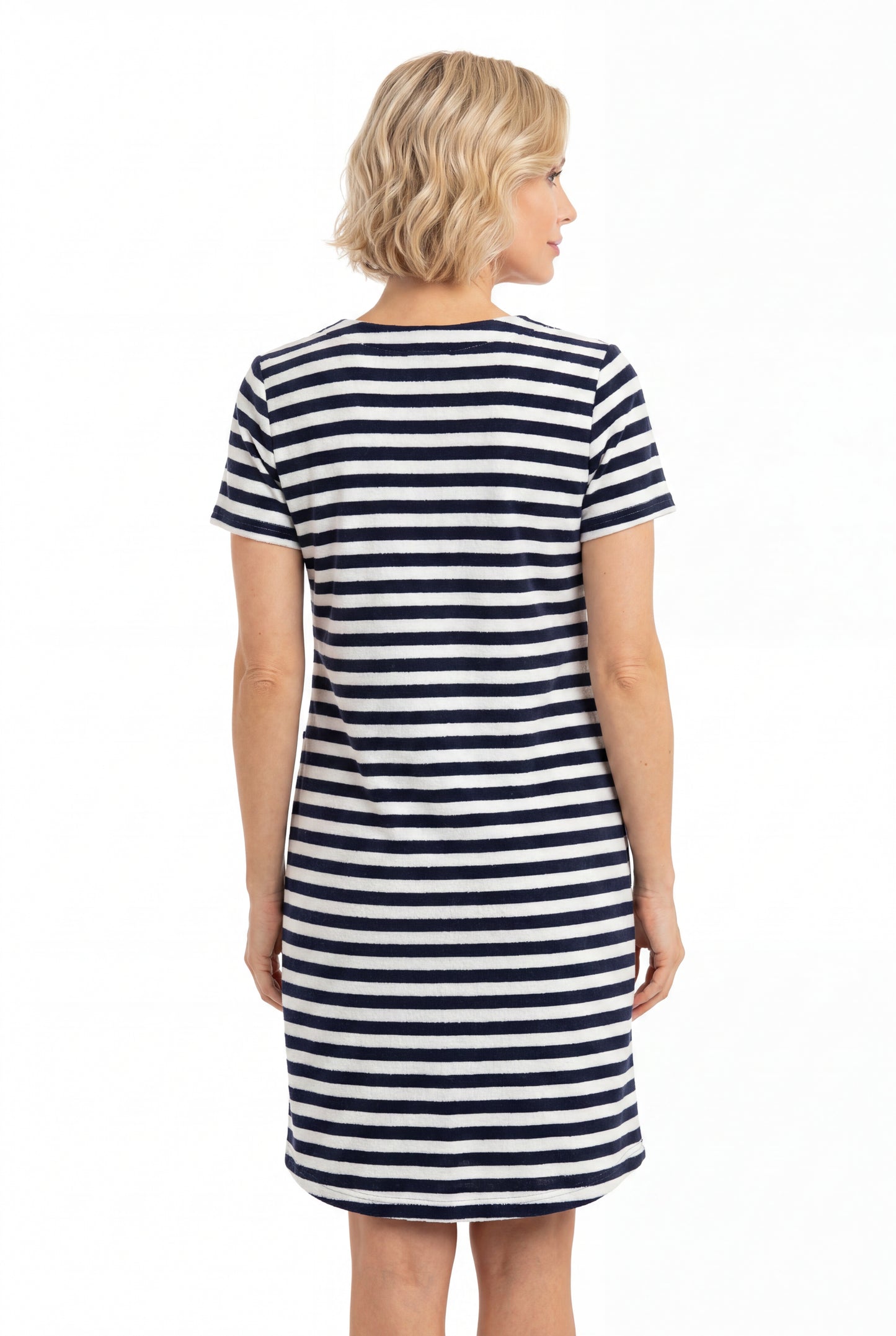 La Cera Terry Cap Sleeve Zip Up Chemise