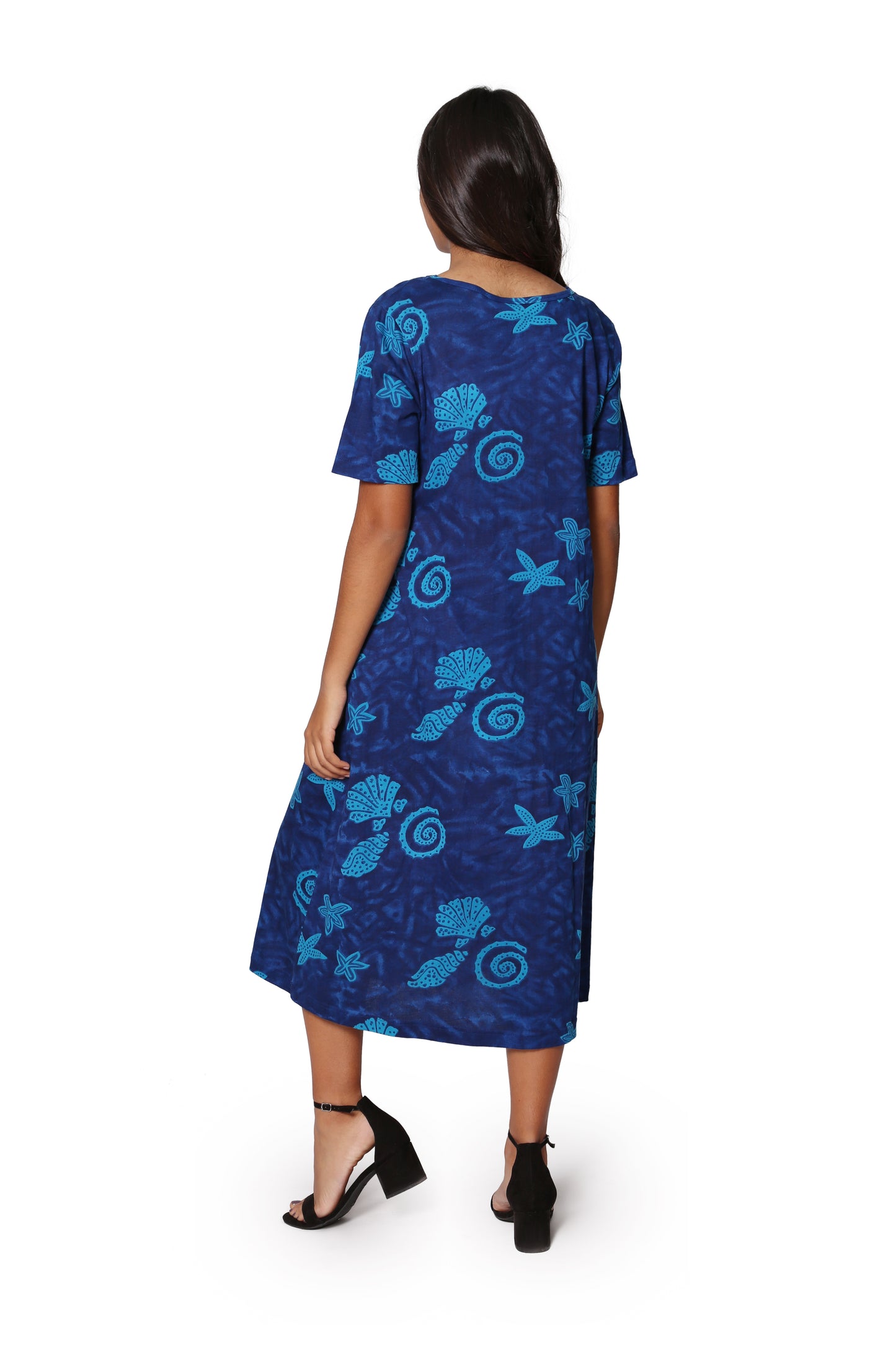 La Cera Cotton Knit Seashell Print Dress - La Cera