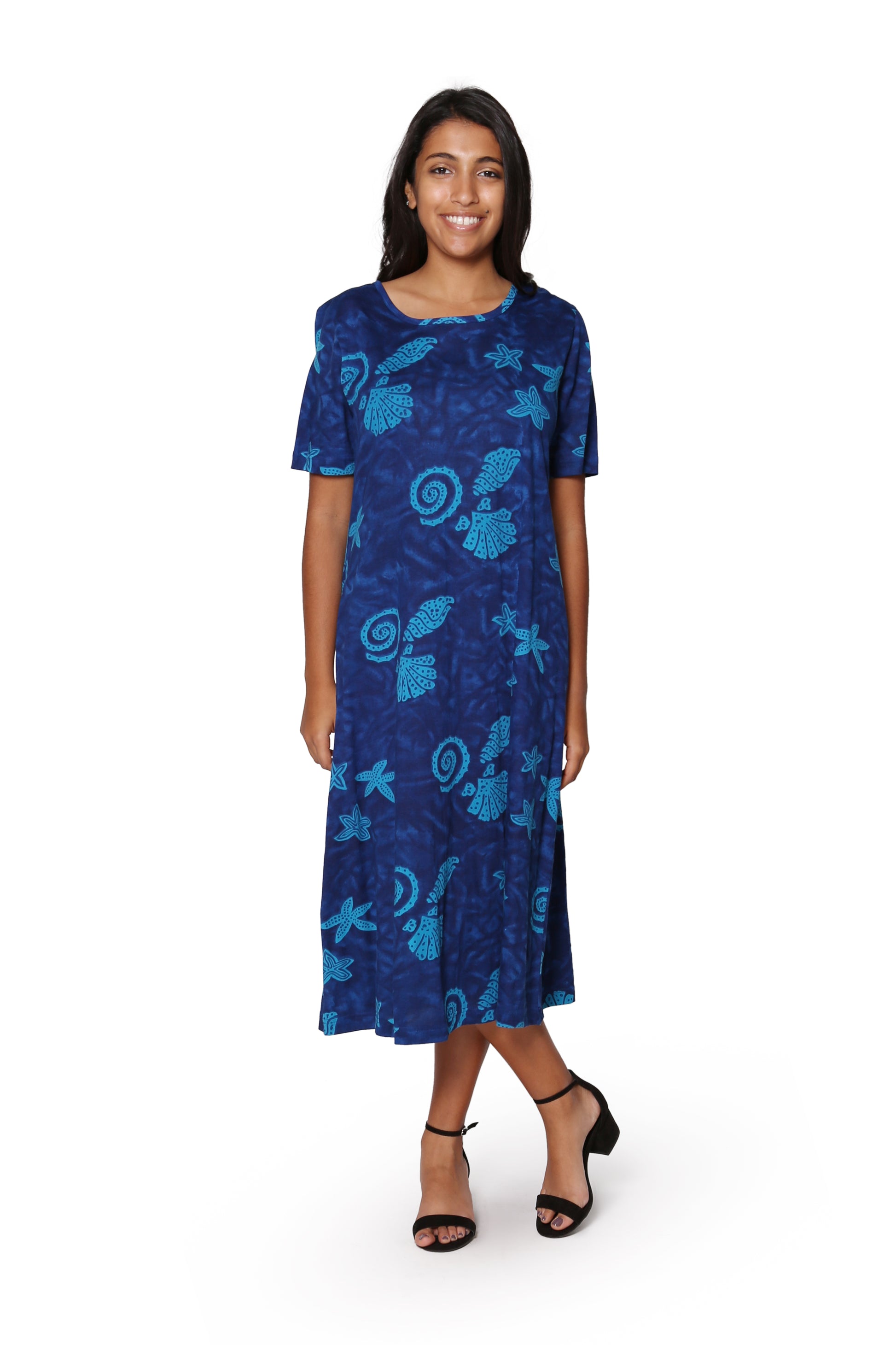 La Cera Cotton Knit Seashell Print Dress - La Cera