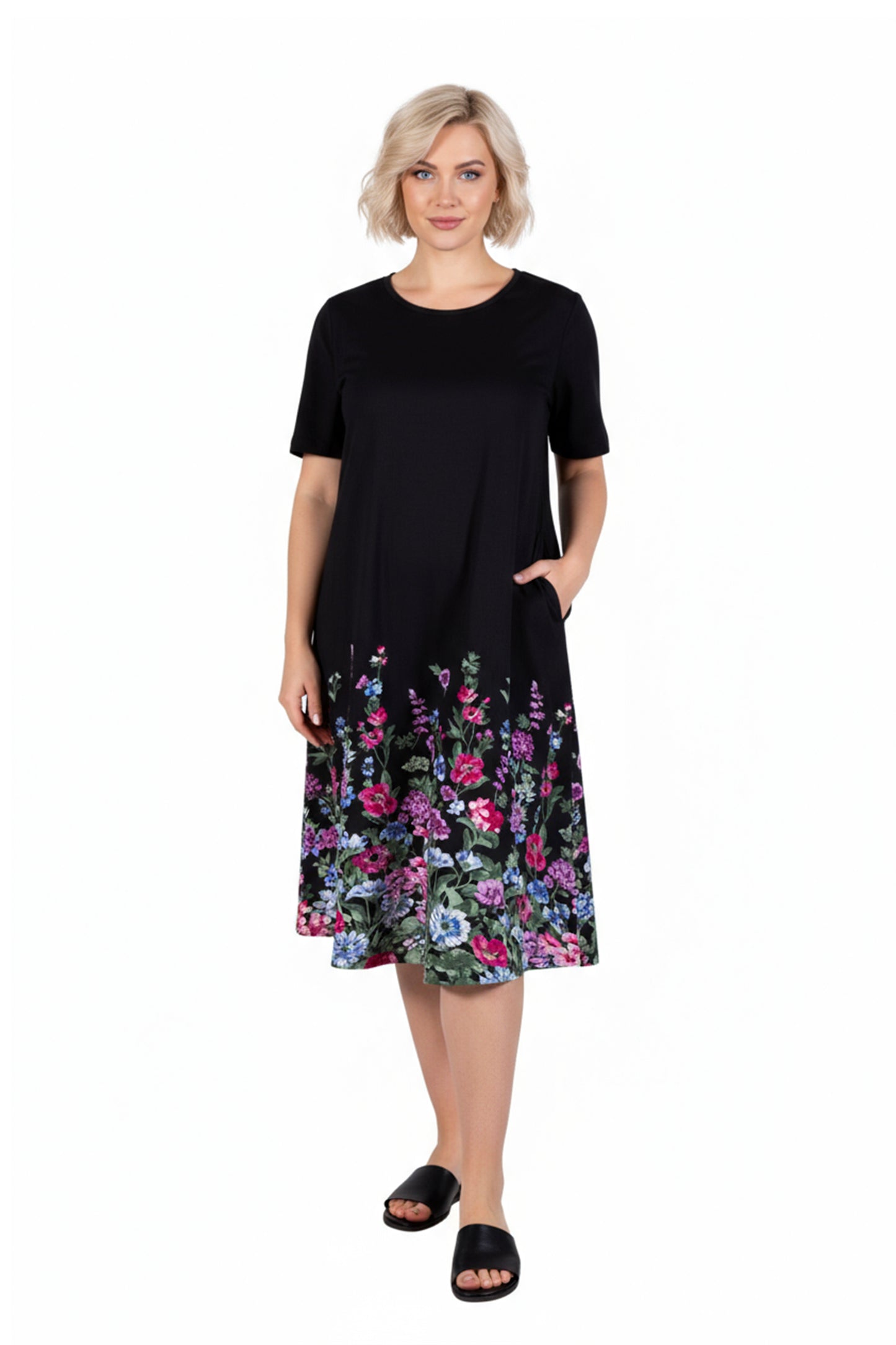 La Cera 100% Cotton Knit Summertime Garden Dress