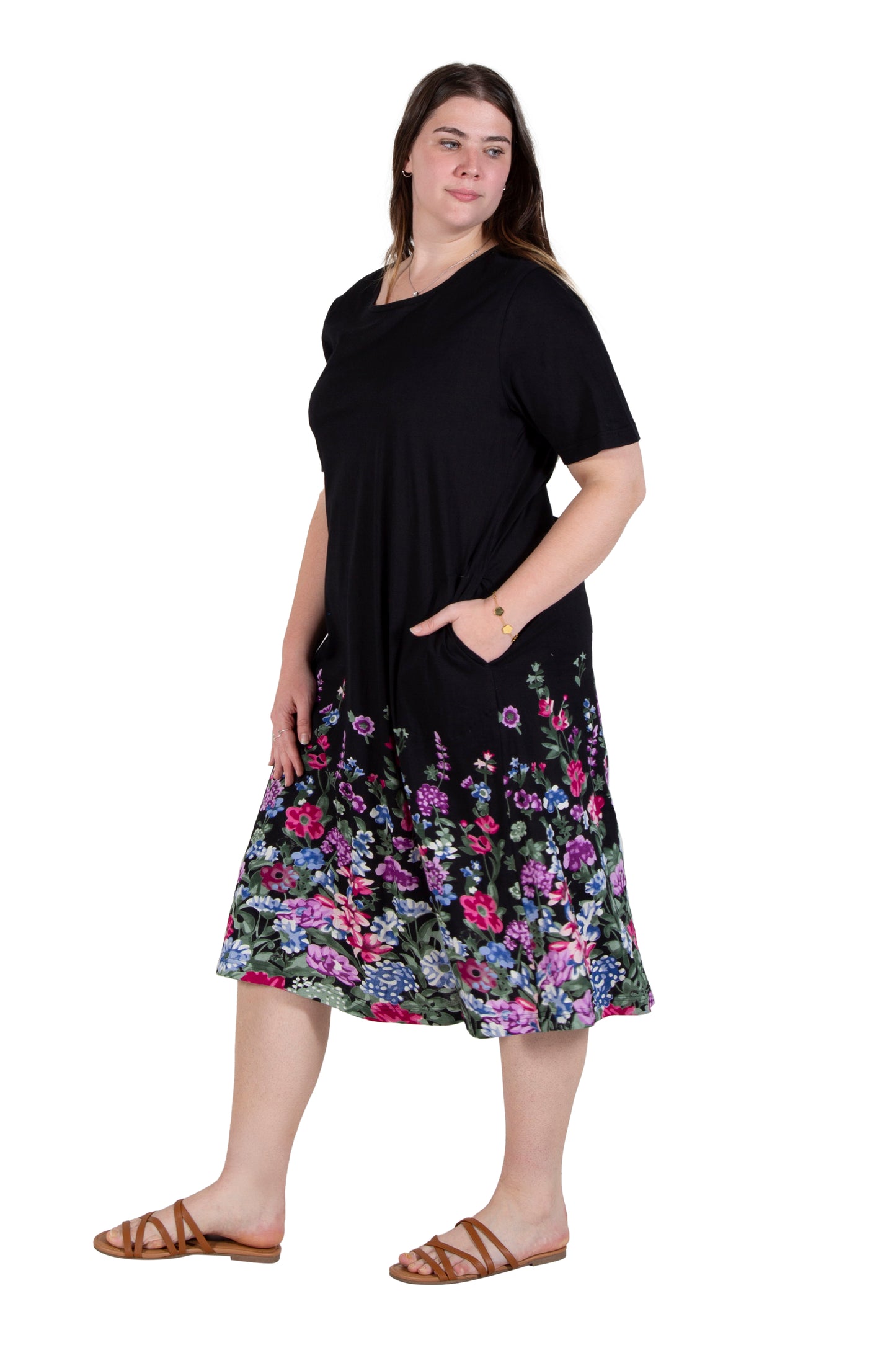 La Cera Plus Size 100% Cotton Knit Summertime Garden Dress - La Cera