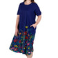 La Cera Floral Printed Short Sleeve Dress - Plus Size - La Cera