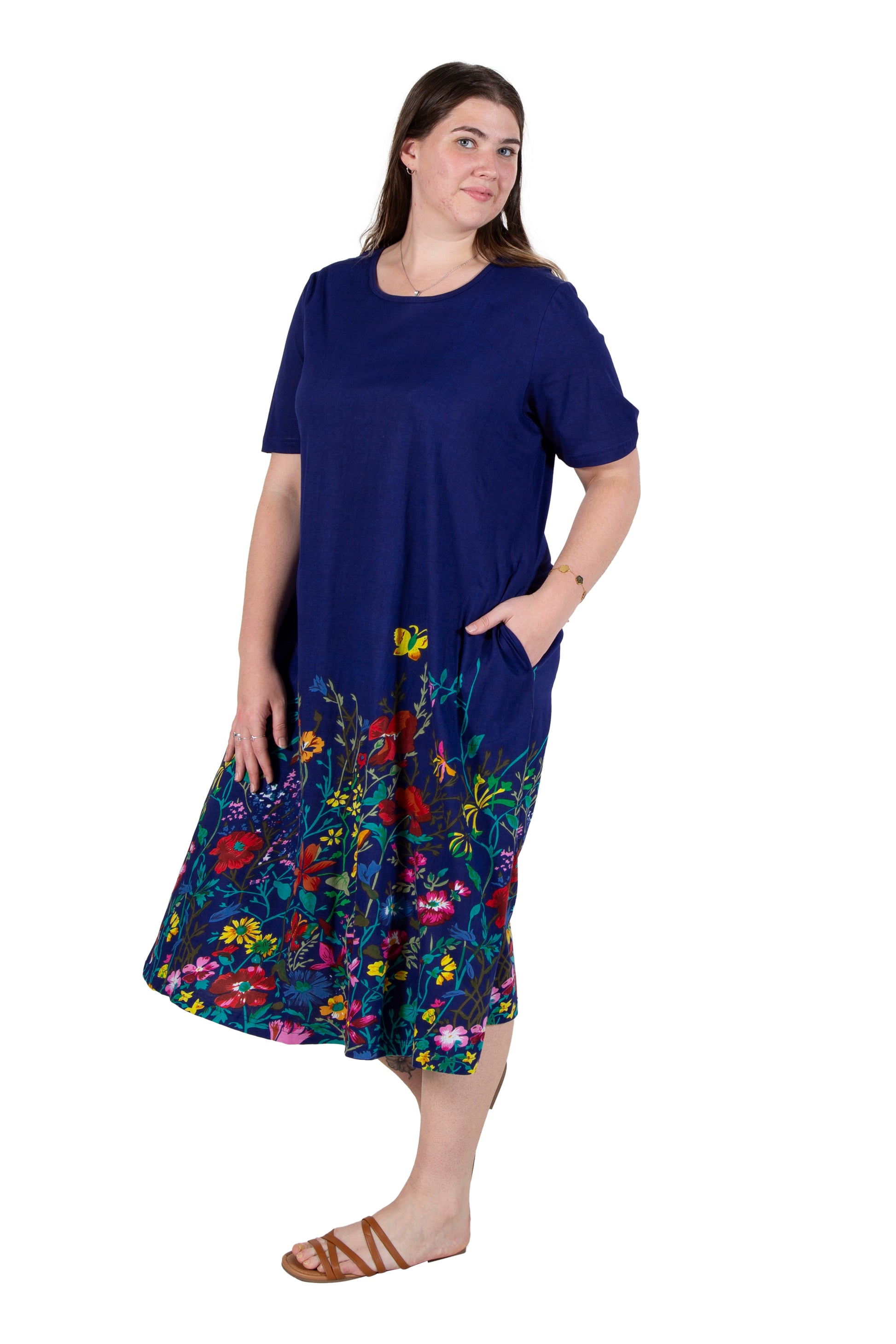 La Cera Floral Printed Short Sleeve Dress - Plus Size - La Cera