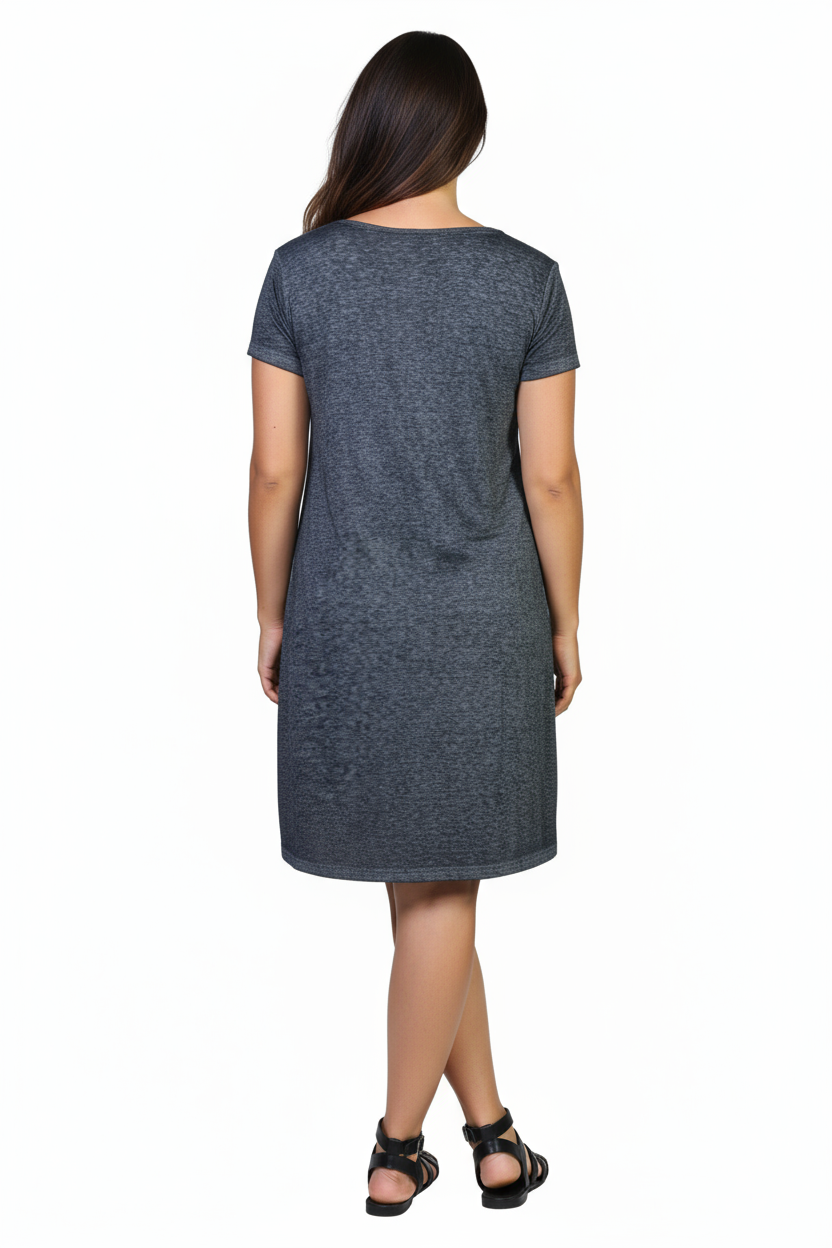 Plus Size Soft & Supple Knit Dress with Lace Trim - La Cera