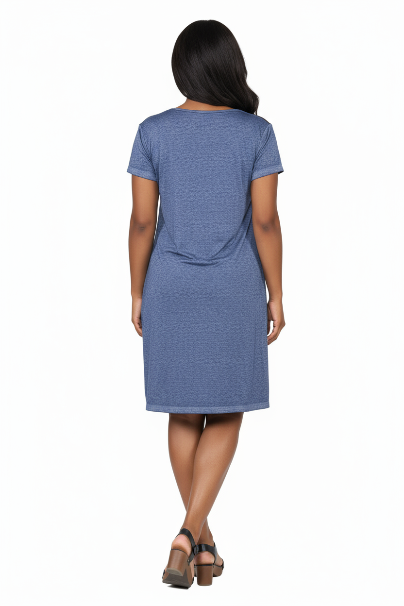 Plus Size Soft & Supple Knit Dress with Lace Trim - La Cera