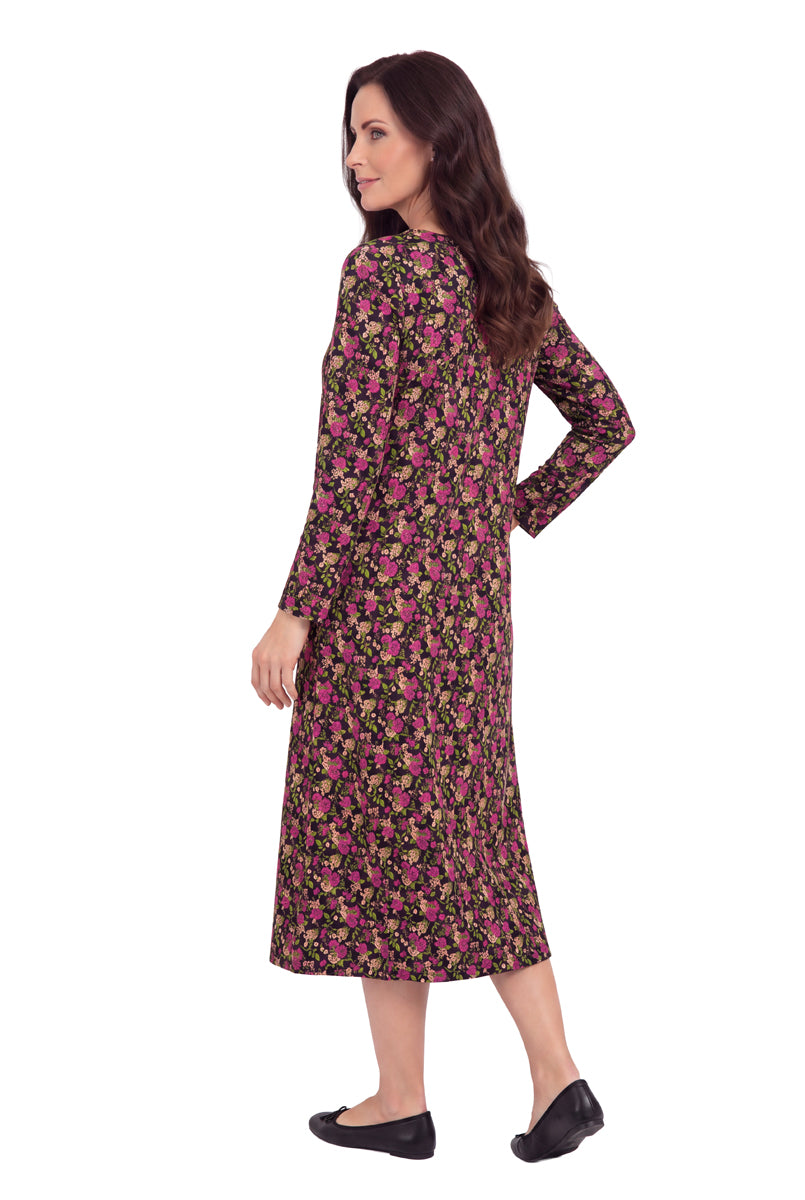 La Cera Vestido evasé de punto de algodón con estampado floral