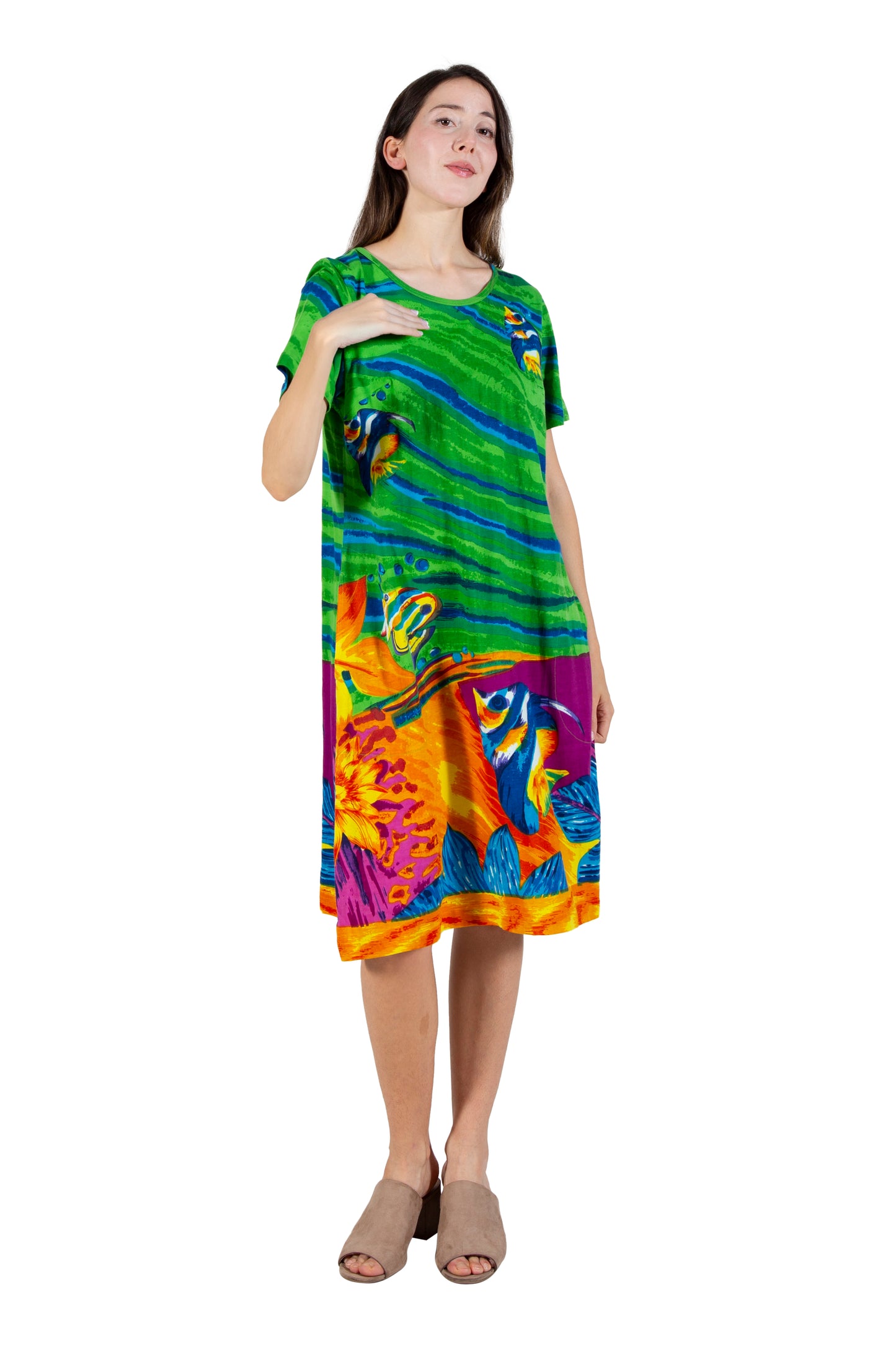 La Cera 100% Cotton Knit Angelfish Dress - La Cera