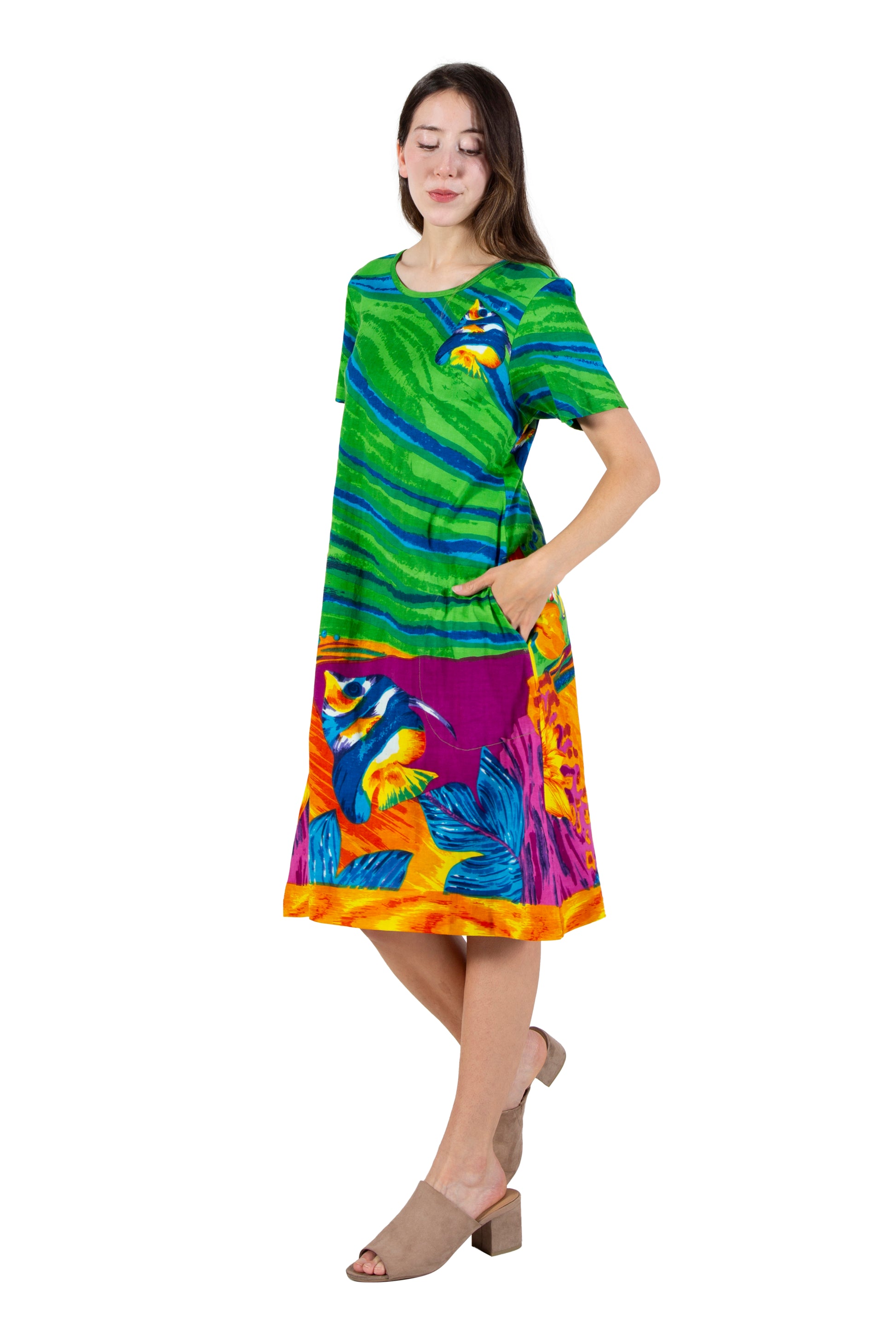 La Cera 100% Cotton Knit Angelfish Dress - La Cera