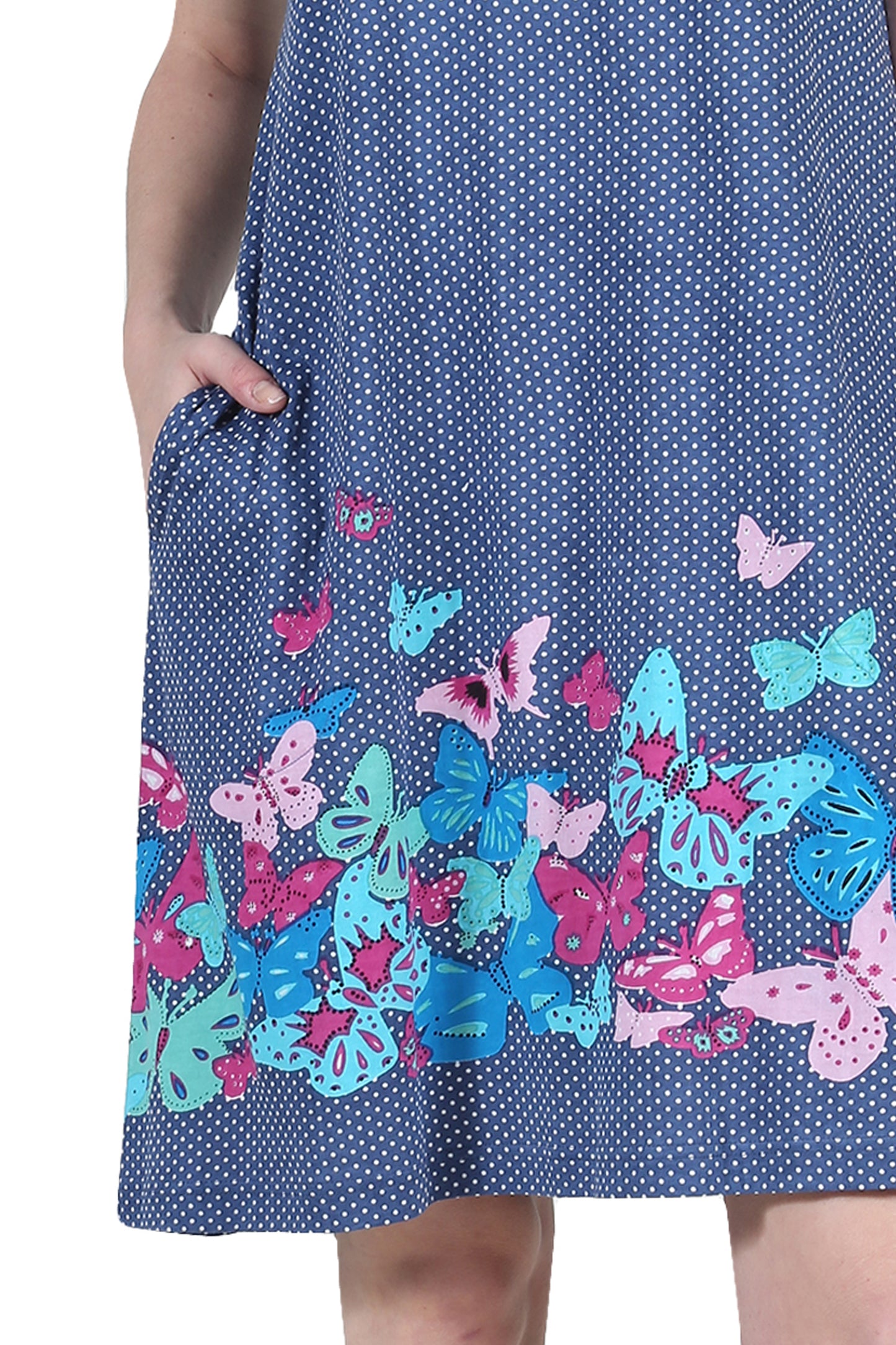 La Cera Vestido de talla grande de manga corta con estampado floral de mariposas novedoso