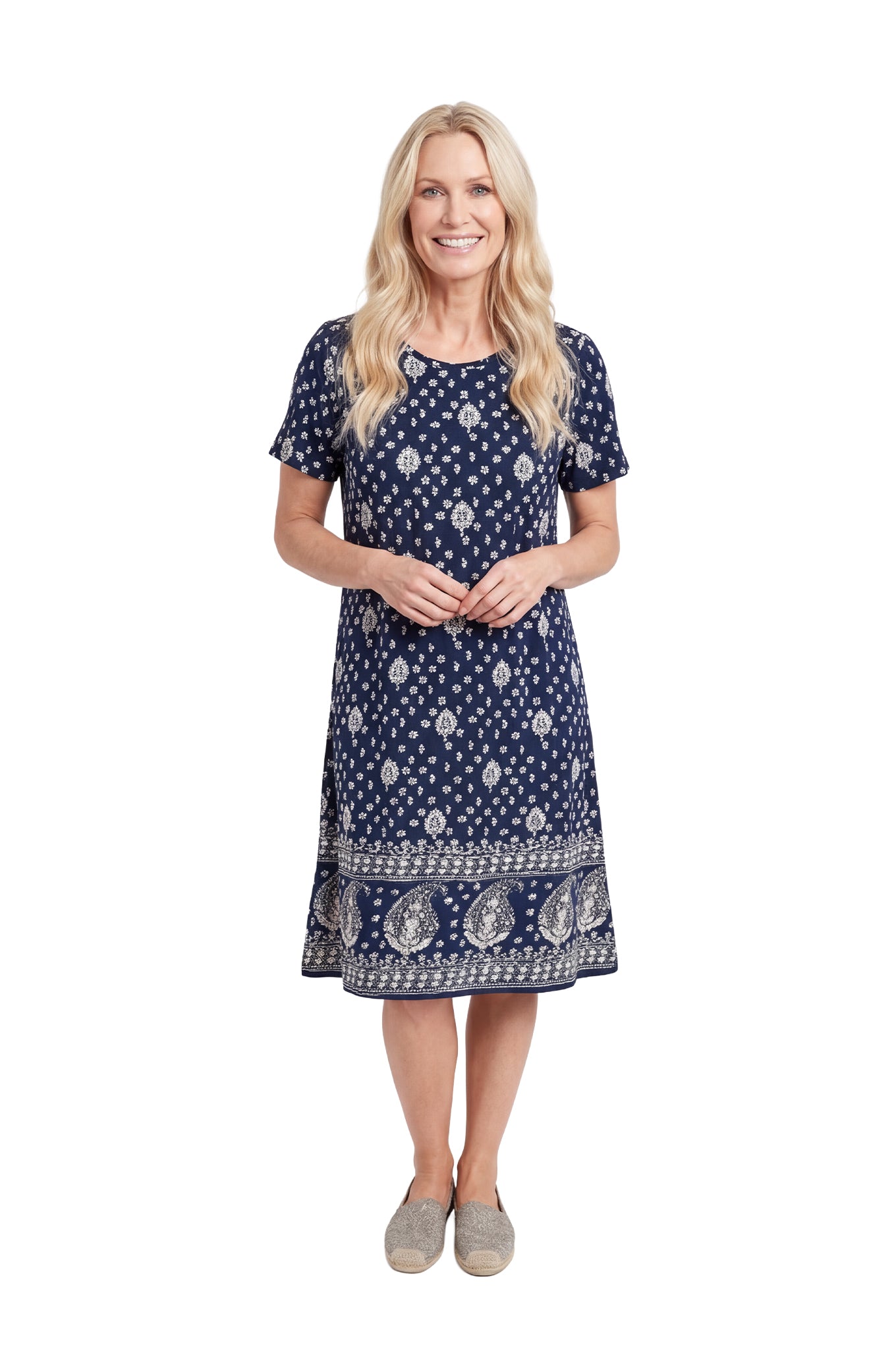 Short Sleeve Cotton Knit Short Dress - La Cera