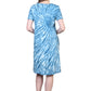 La Cera Cotton Knit Short Sleeve Blue Tie-Dye Dress