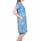 La Cera Cotton Knit Short Sleeve Blue Tie-Dye Dress