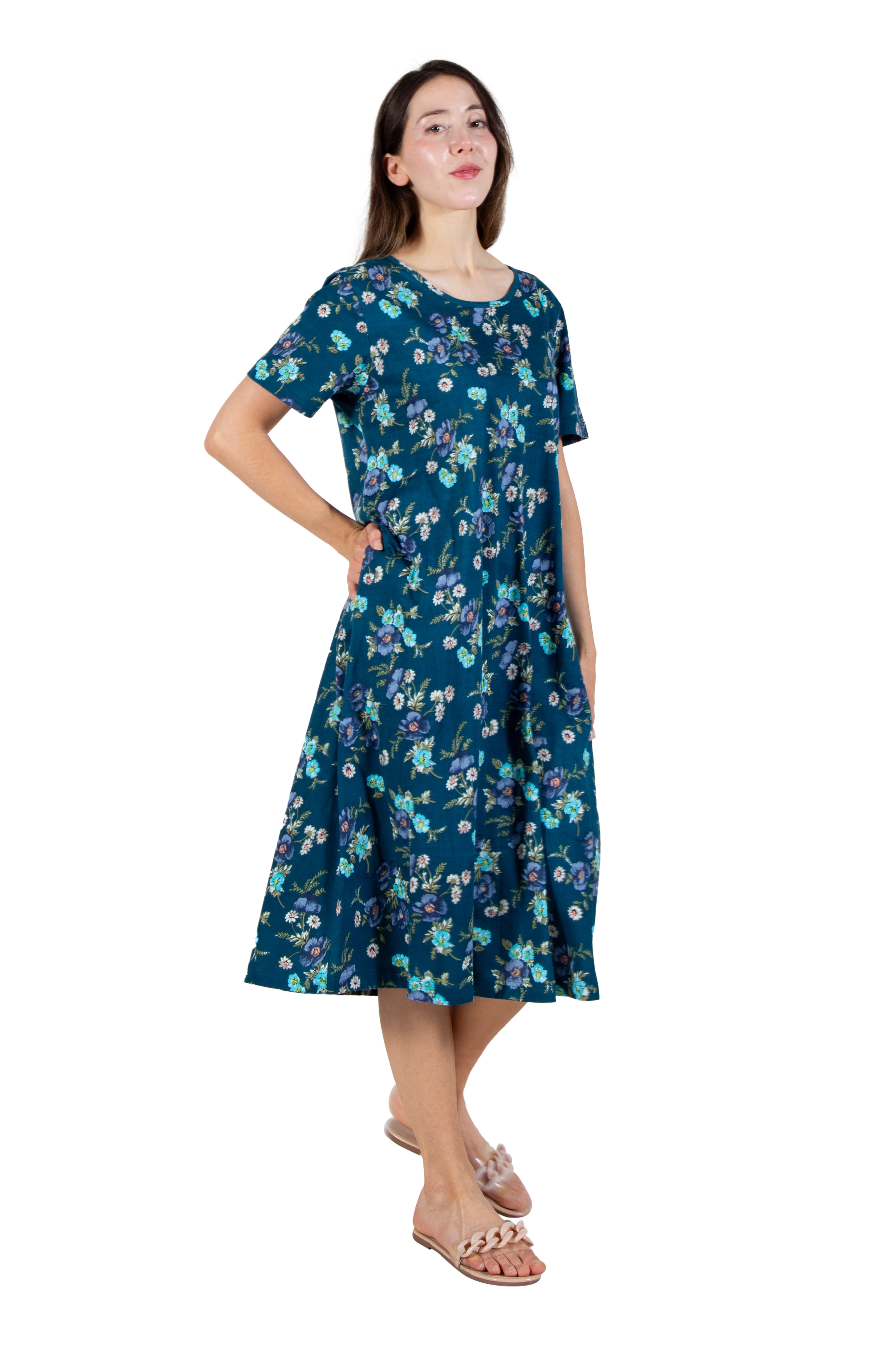 La Cera Floral Printed A-Line Dress - La Cera