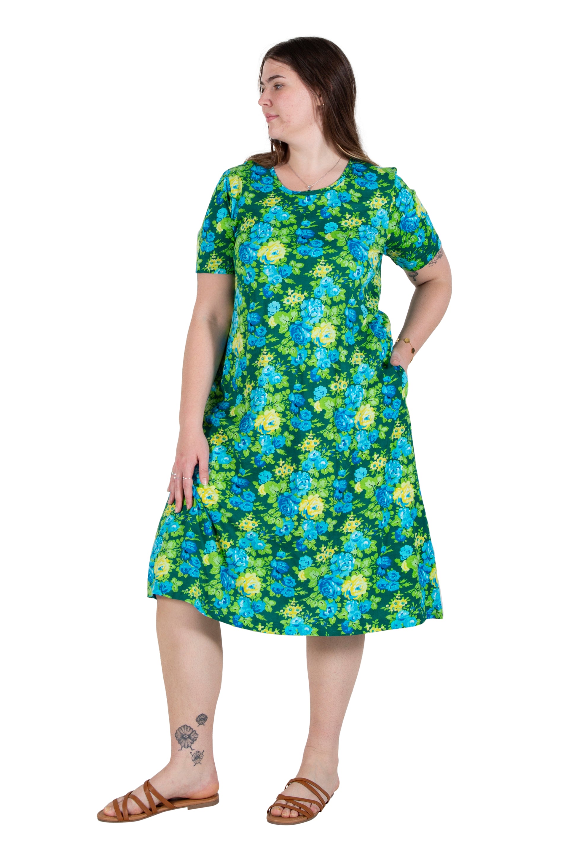 La Cera Floral Printed A-Line Dress - Plus Size - La Cera