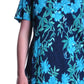 La Cera Plus Size Navy Floral Print A-line Dress - La Cera
