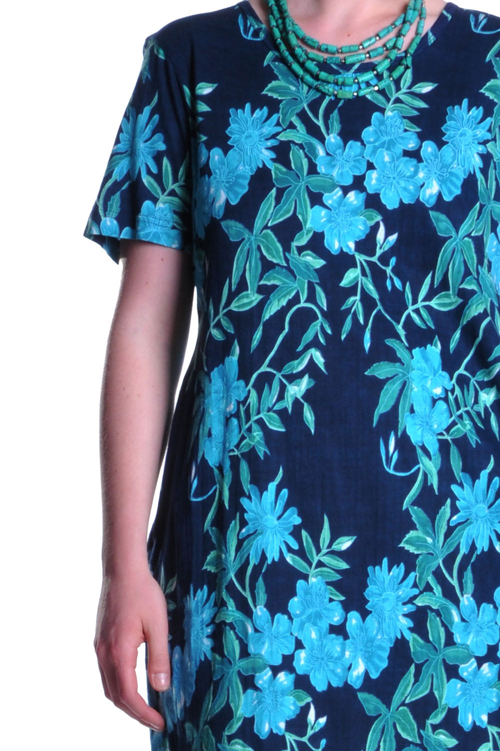 La Cera Plus Size Navy Floral Print A-line Dress - La Cera