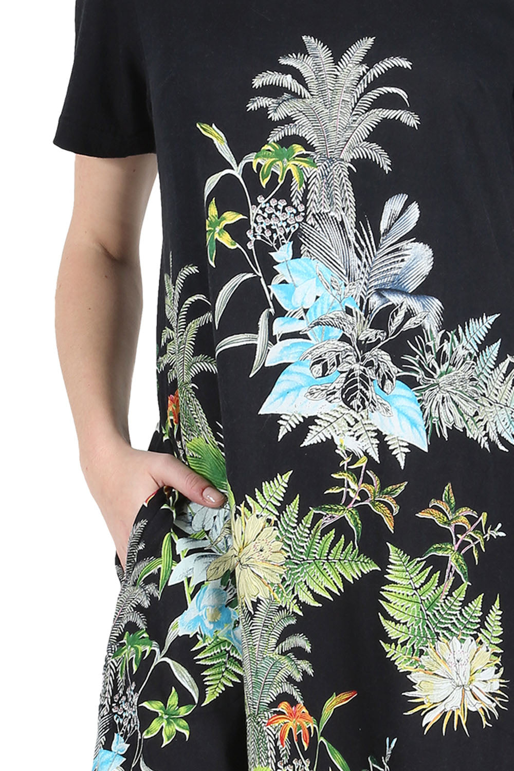 La Cera Printed A-Line Cotton Jersey Knit Dress - La Cera