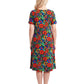 La Cera Printed 100% Cotton Knit A-Line Dress - La Cera