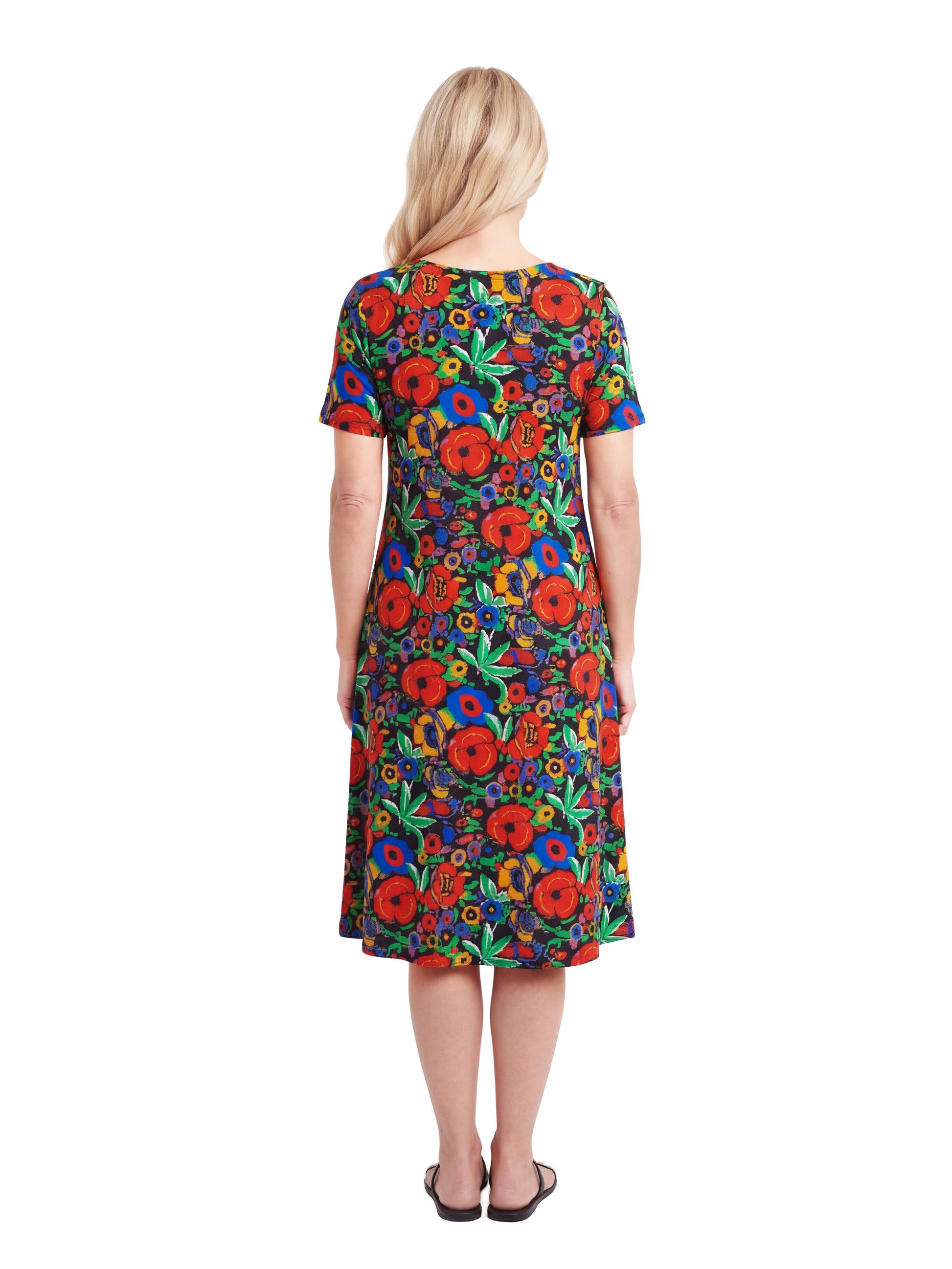 La Cera Printed 100% Cotton Knit A-Line Dress, XL