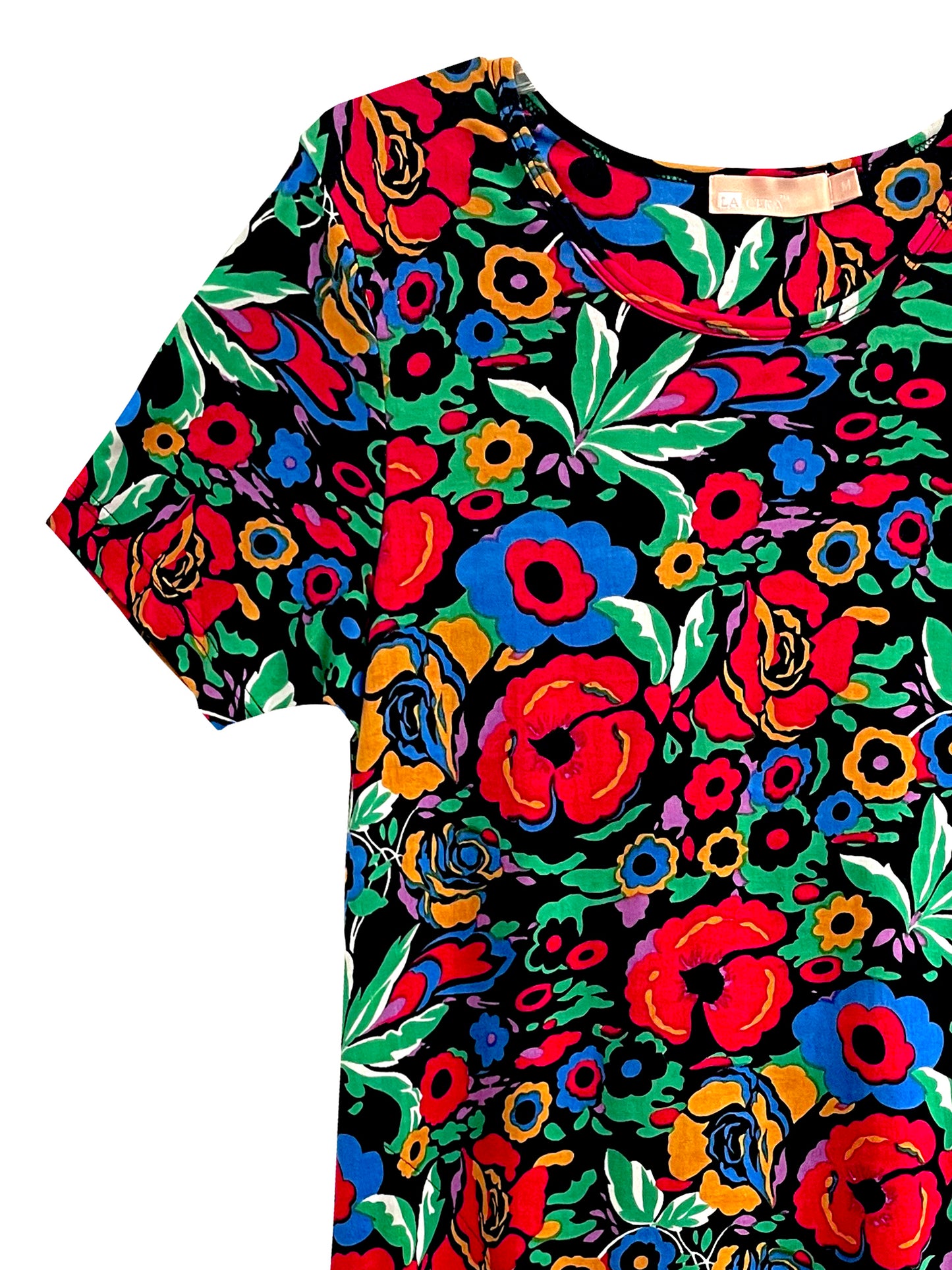 La Cera Plus Size Printed Cotton Knit A-Line Dress - La Cera