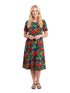 La Cera Printed 100% Cotton Knit A-Line Dress - La Cera